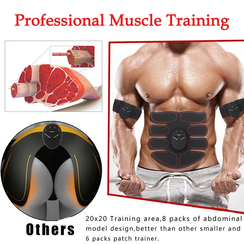 Electric Muscle Stimulator EMS Wireless Buttocks Hip Trainer Abdominal ABS Stimulator Fitness Body Slimming Massager.