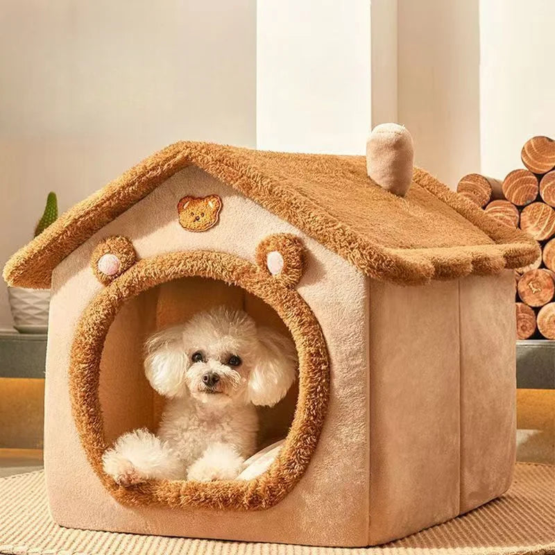 All Seasons Warm Washable Cat Dog House Indoor Soft Removable Cushion Pet Bed Kennel for Small Medium Pets Durable Pet Supplies.
