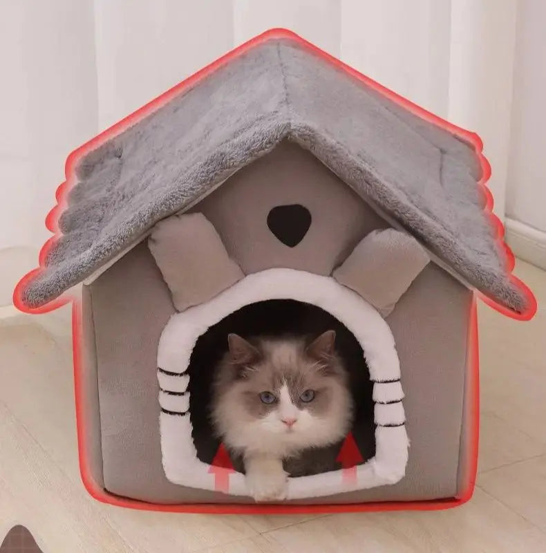 All Seasons Warm Washable Cat Dog House Indoor Soft Removable Cushion Pet Bed Kennel for Small Medium Pets Durable Pet Supplies.