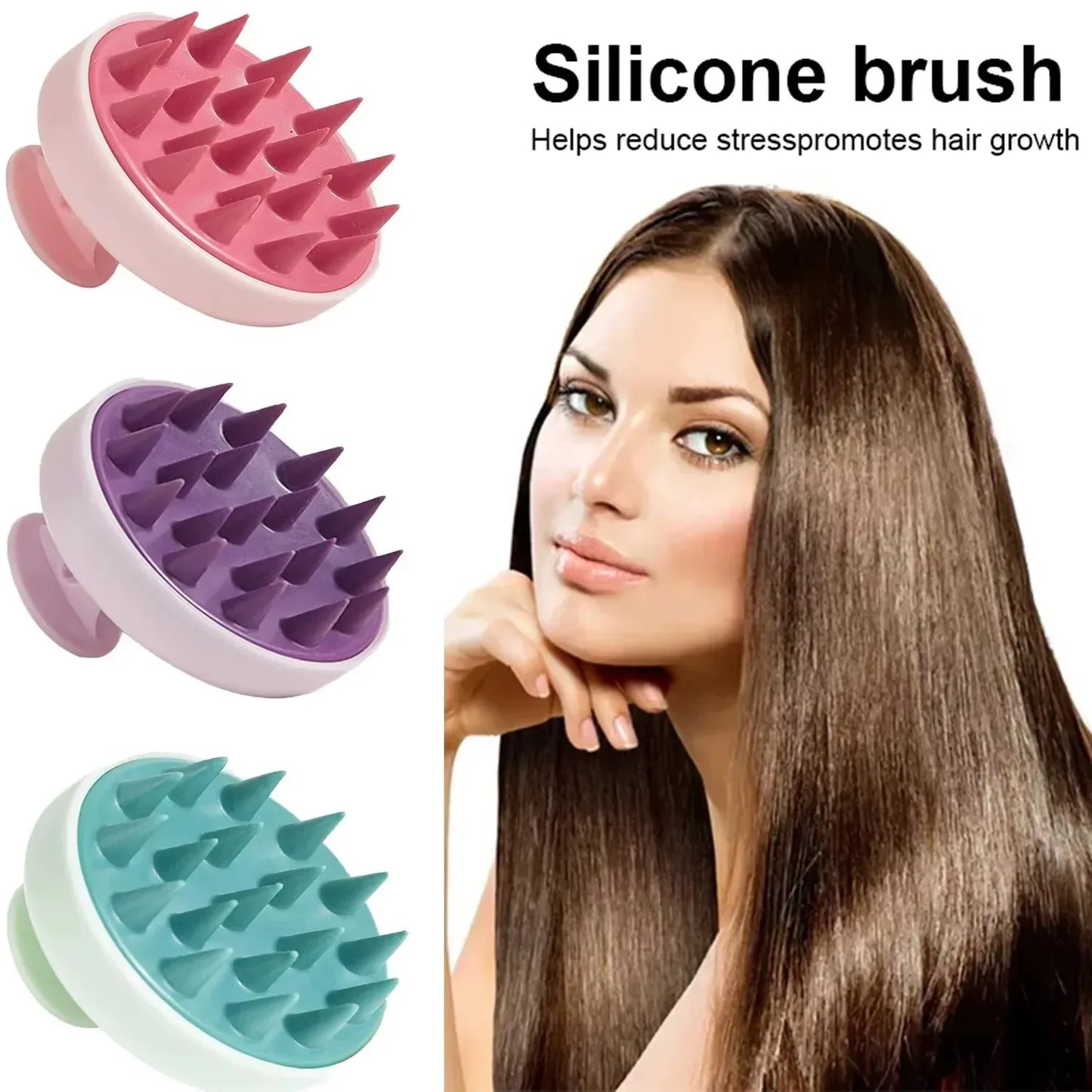1pc Silicone Shampoo Brush Head Scalp Massage Comb Hair Washing Combs Bath Shower Body Massage Brushes Salon Hairdressing Tools.