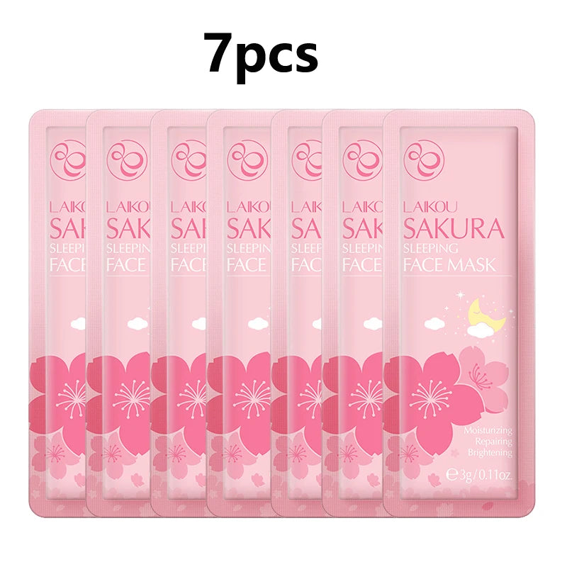 LAIKOU 7pcs Moisturizing Facial Mask Hydrating Sleeping Face Sheet Masks Repairing & Nourishing Night Face Mask Skin Care.