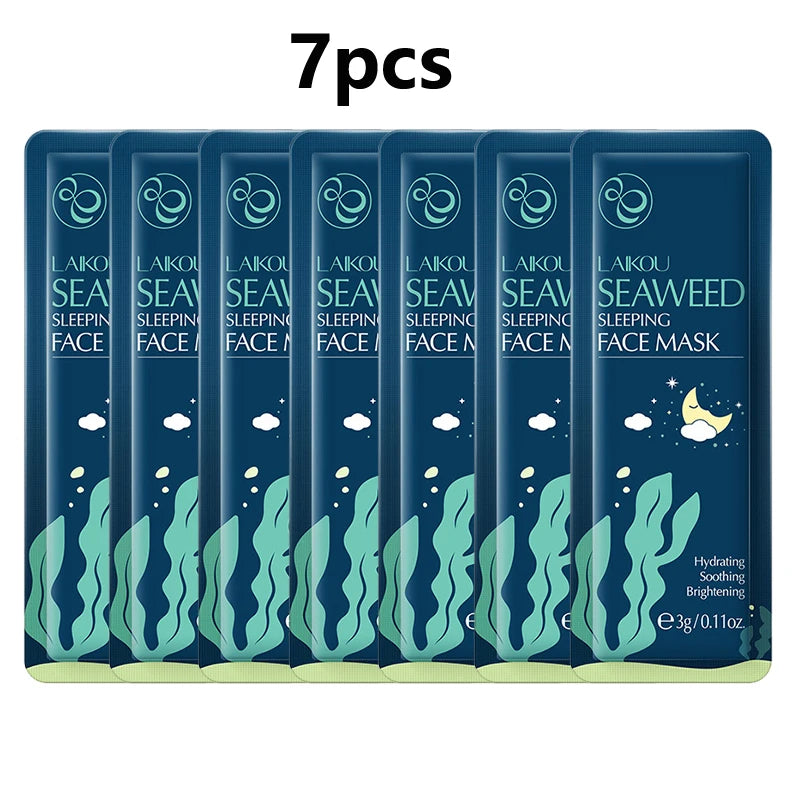 LAIKOU 7pcs Moisturizing Facial Mask Hydrating Sleeping Face Sheet Masks Repairing & Nourishing Night Face Mask Skin Care.