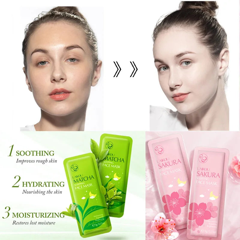 LAIKOU 7pcs Moisturizing Facial Mask Hydrating Sleeping Face Sheet Masks Repairing & Nourishing Night Face Mask Skin Care.