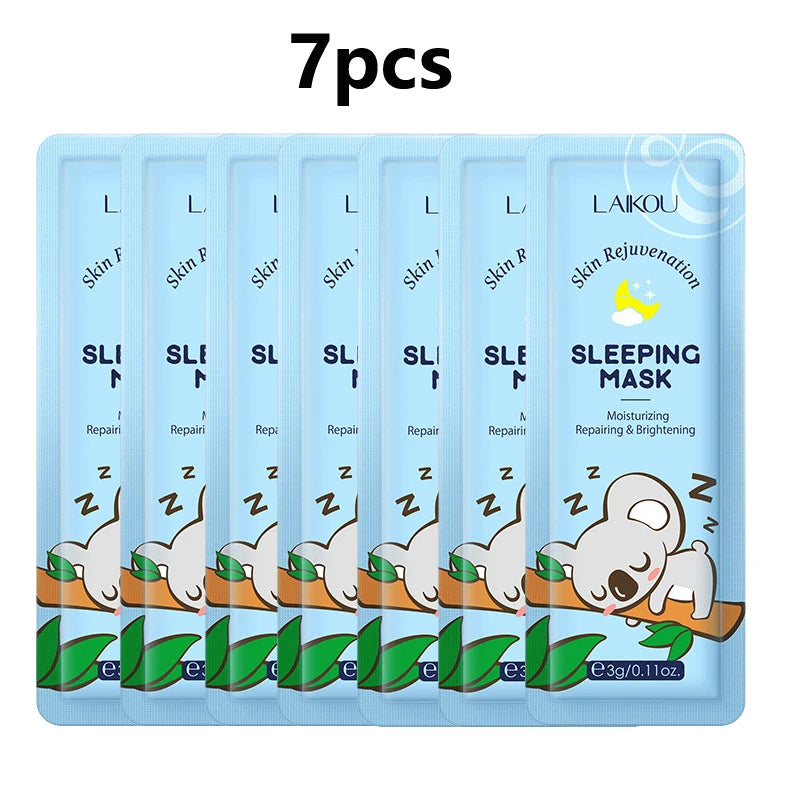 LAIKOU 7pcs Moisturizing Facial Mask Hydrating Sleeping Face Sheet Masks Repairing & Nourishing Night Face Mask Skin Care.