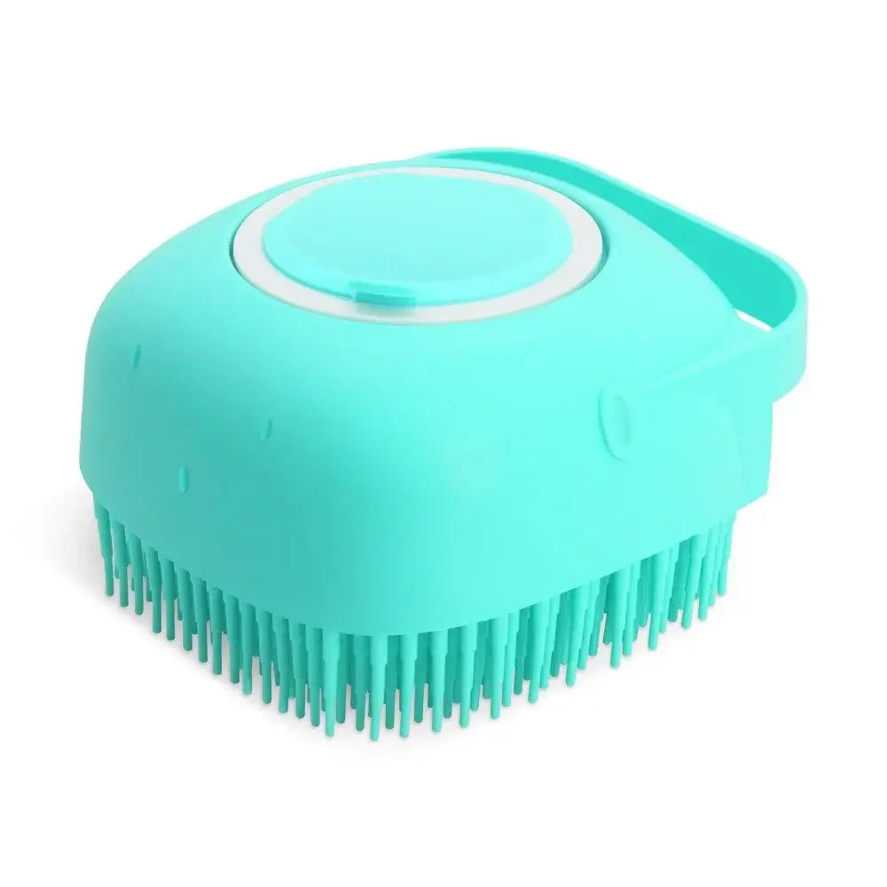Pet Dog Shampoo Brush 2.7oz 80ml Cat Massage Comb Grooming Scrubber  for Bathing Short Hair Soft Silicone Rubber.