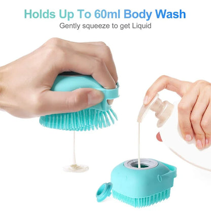 Pet Dog Shampoo Brush 2.7oz 80ml Cat Massage Comb Grooming Scrubber  for Bathing Short Hair Soft Silicone Rubber.