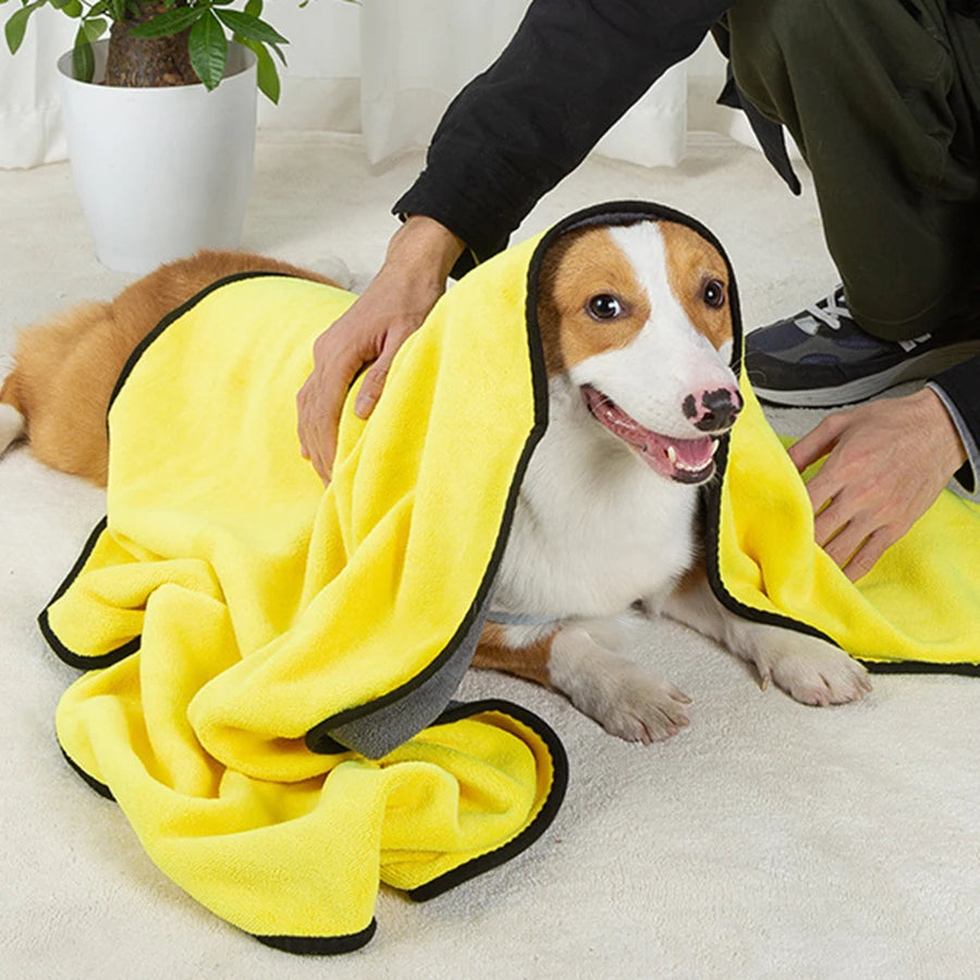Pet absorbent towel, dog bath towel, strong quick drying large thick bath towel, cat specific bath towel.