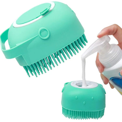 Pet Dog Shampoo Brush 2.7oz 80ml Cat Massage Comb Grooming Scrubber  for Bathing Short Hair Soft Silicone Rubber.