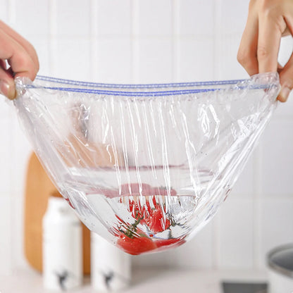 500/50Pcs Disposable Food Cover Fruit Food Cover Elastic Plastic Shower Cap Food Grade Storage Bag Kitchen Organizer Cling Film.