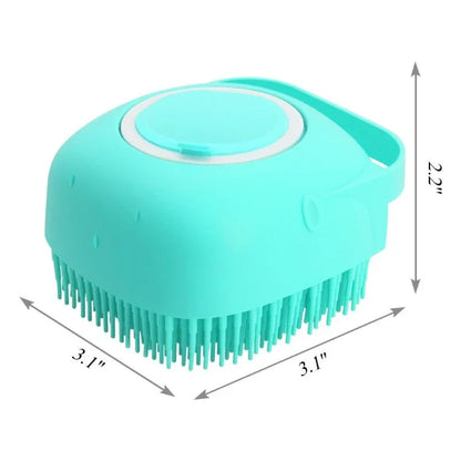Pet Dog Shampoo Brush 2.7oz 80ml Cat Massage Comb Grooming Scrubber  for Bathing Short Hair Soft Silicone Rubber.