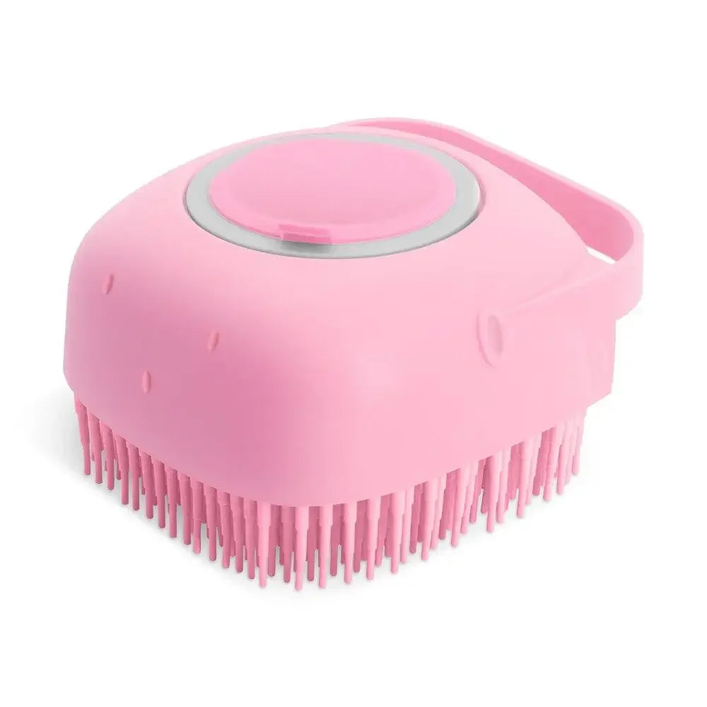 Pet Dog Shampoo Brush 2.7oz 80ml Cat Massage Comb Grooming Scrubber  for Bathing Short Hair Soft Silicone Rubber.
