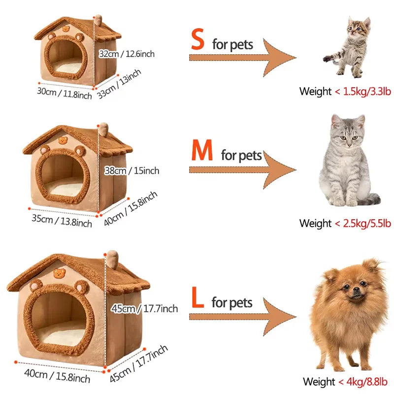 Foldable Pet House Removable Washable Cat House Puppy Cave Sofa Pet Bed House for Extra Small Dogs and Small and Medium Cats NEW.